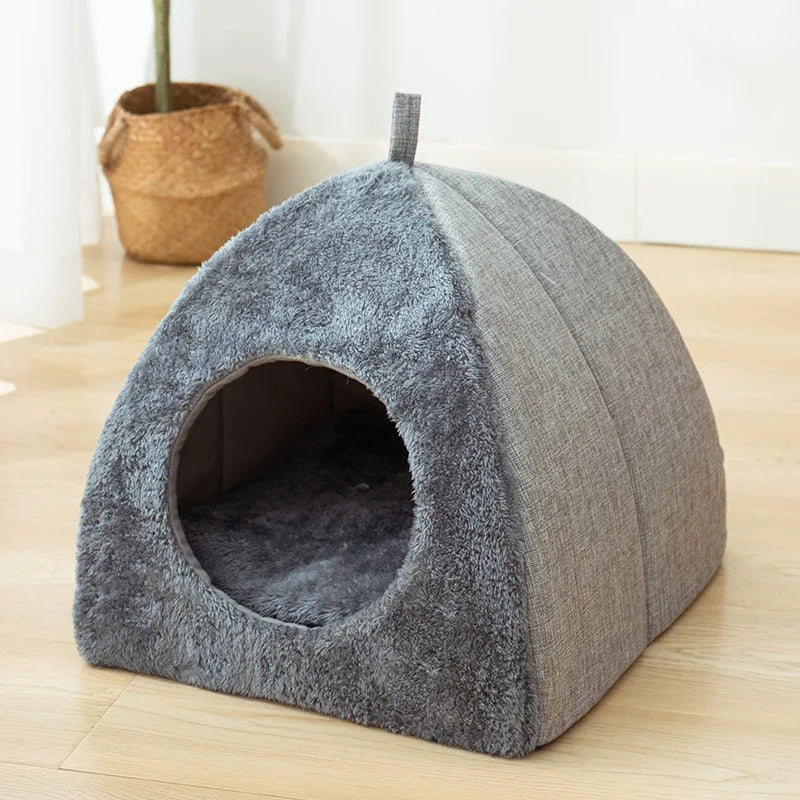 Cozy Triangular Cat House Bed