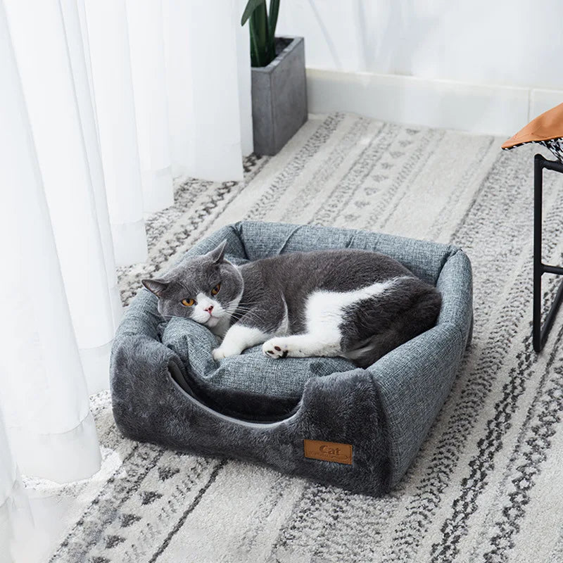 Cozy Triangular Cat House Bed