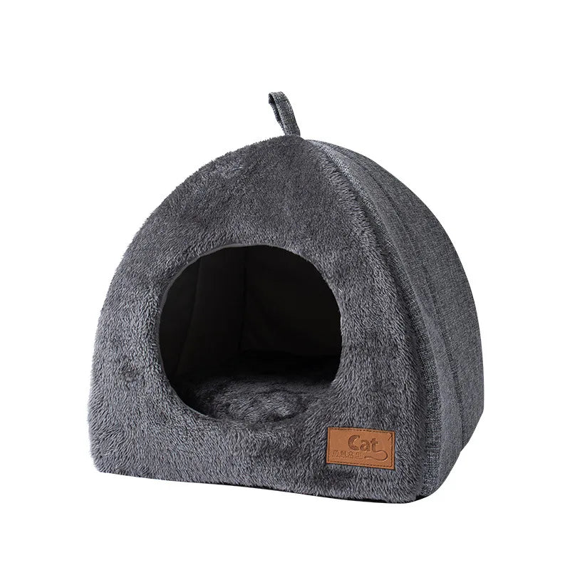 Cozy Triangular Cat House Bed