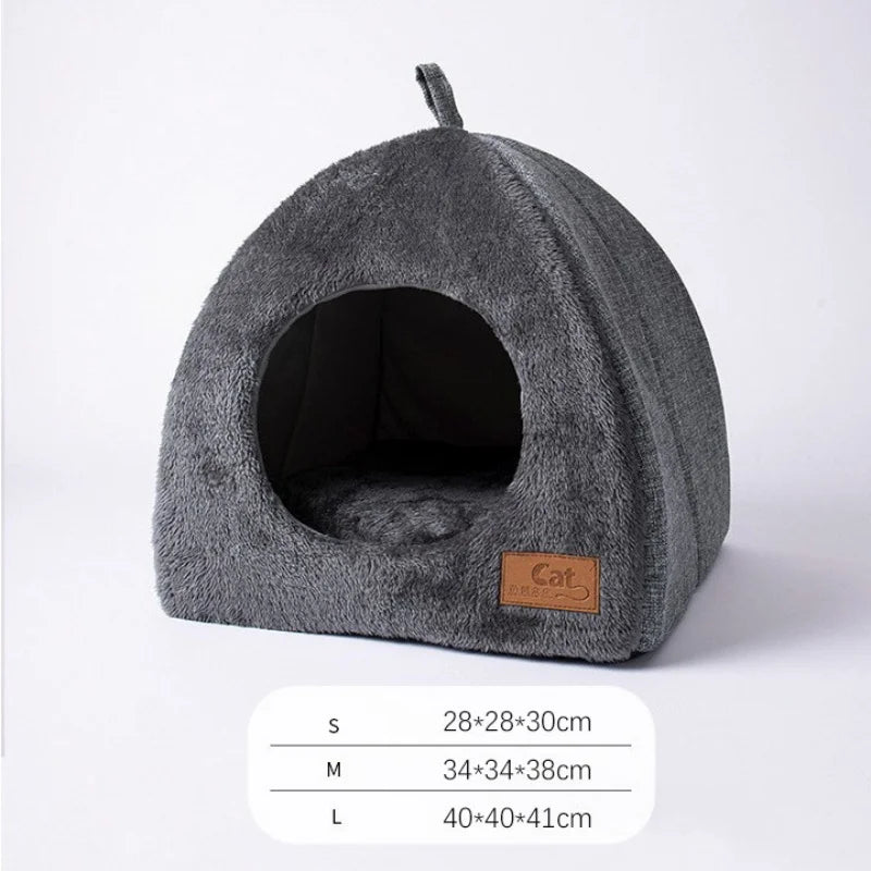 Cozy Triangular Cat House Bed